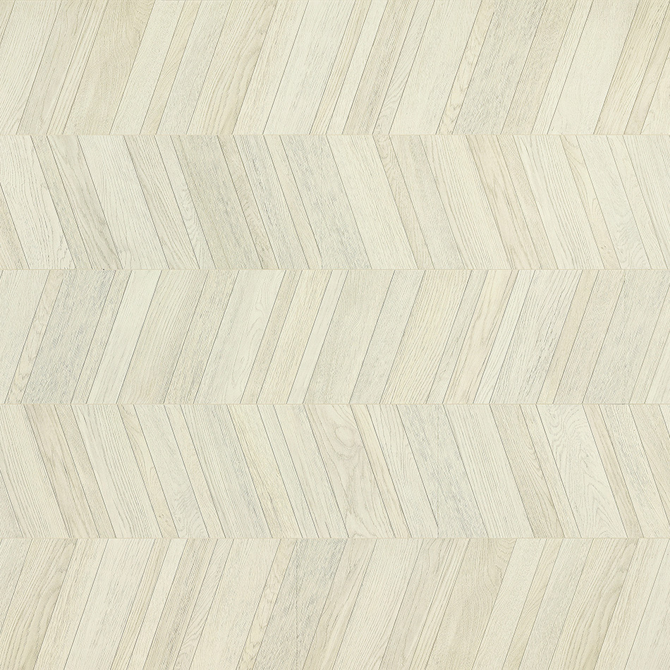 Laminado Arctic, branco, acabamento mate e réguas largas.