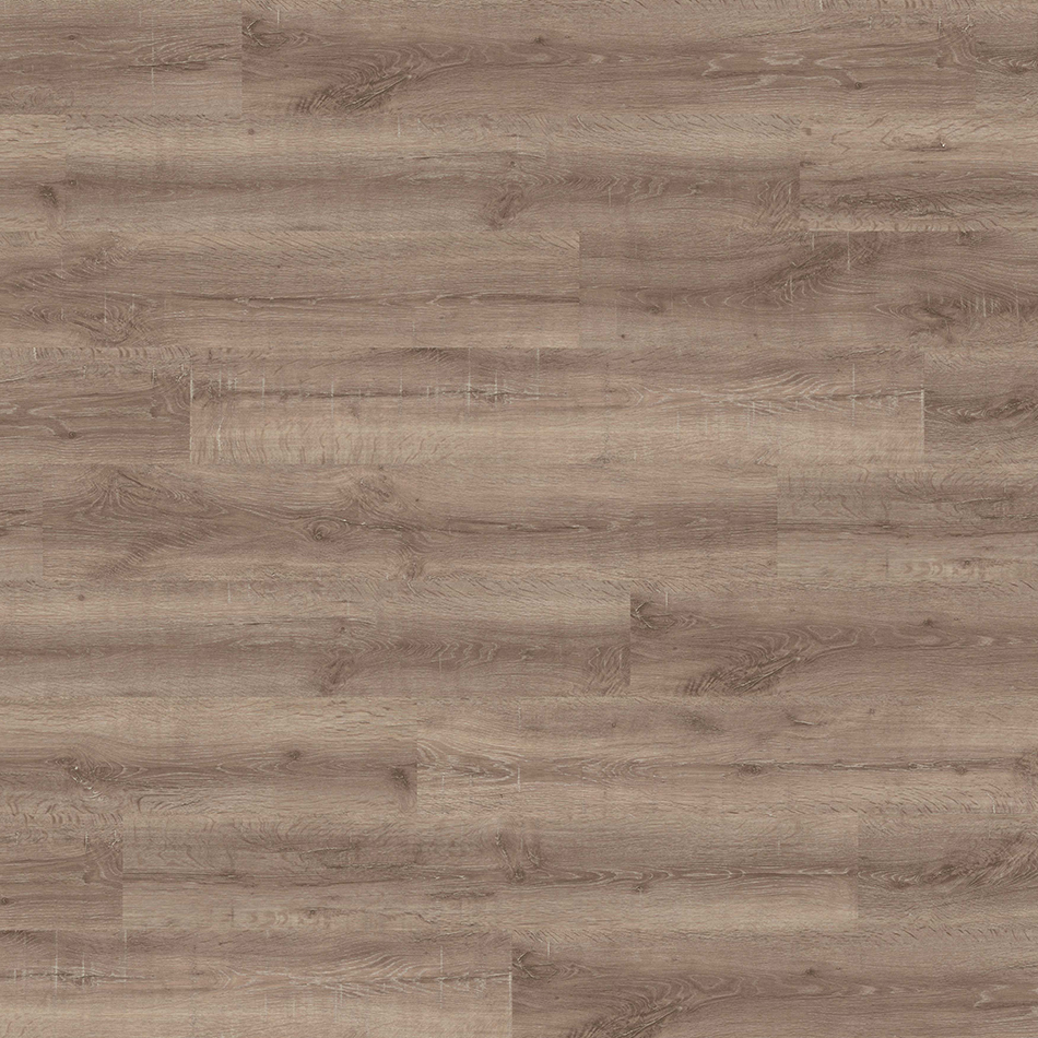 Laminado Roble Banff, castanho acinzentado, acabamento mate e réguas standard.