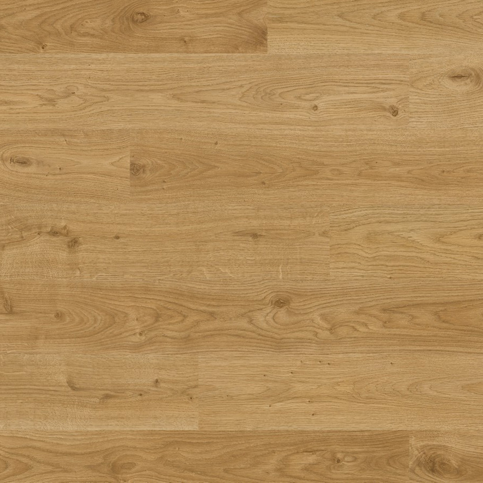 Laminado Carvalho Natural Escovado, com uma cor castanho mel, acabamento mate e réguas estreitas.