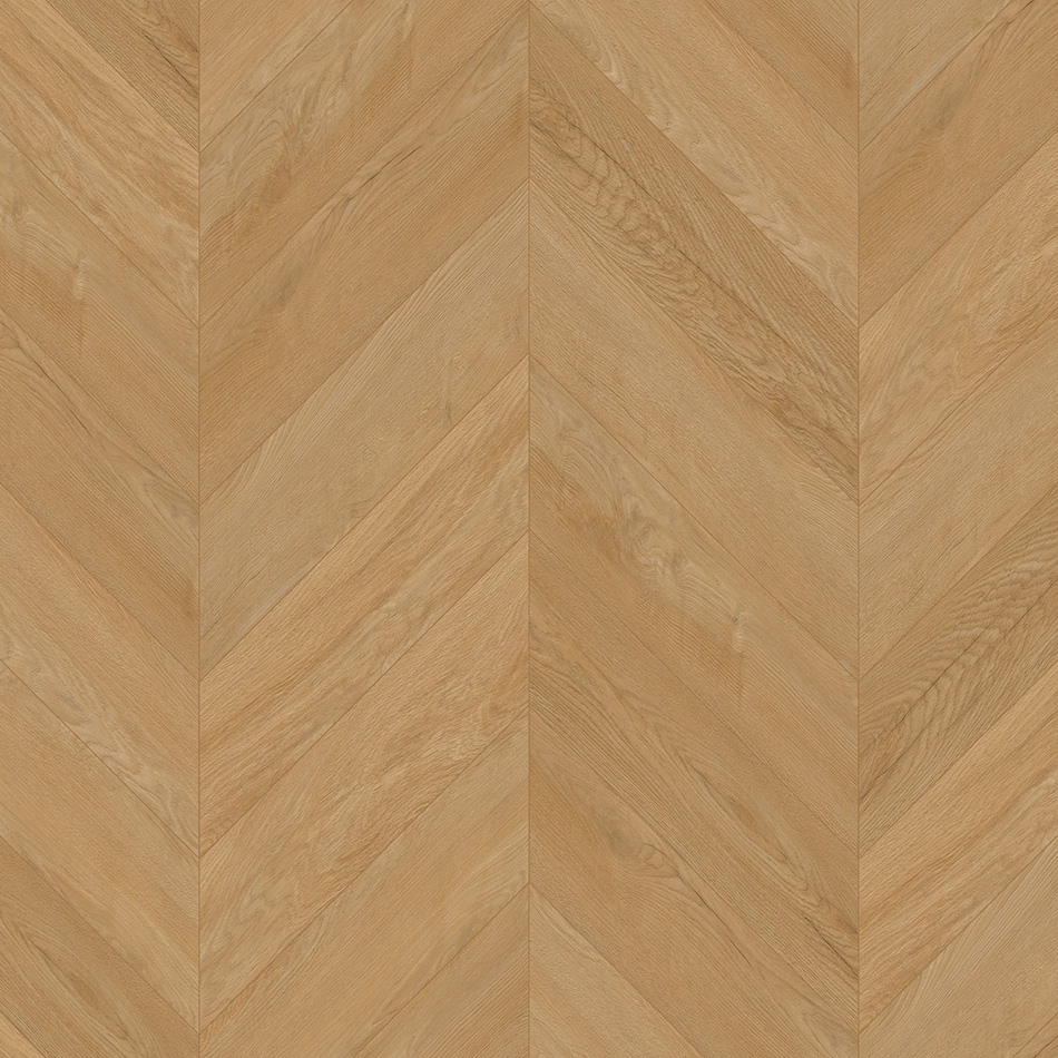 Vinílico em chevron Sand Power Oak, bege, disponível com sistema de clique ou para colar.