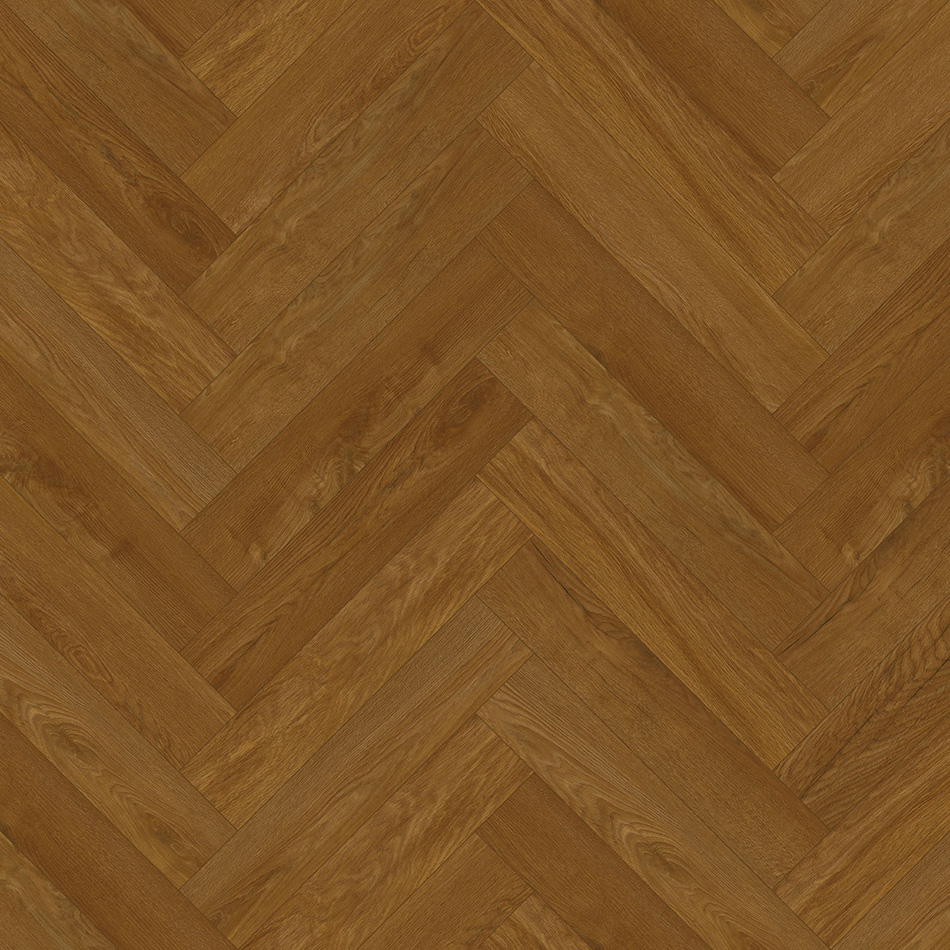 Vinílico em espinha Ambar Power Oak, castanho, disponível com sistema de clique ou para colar.