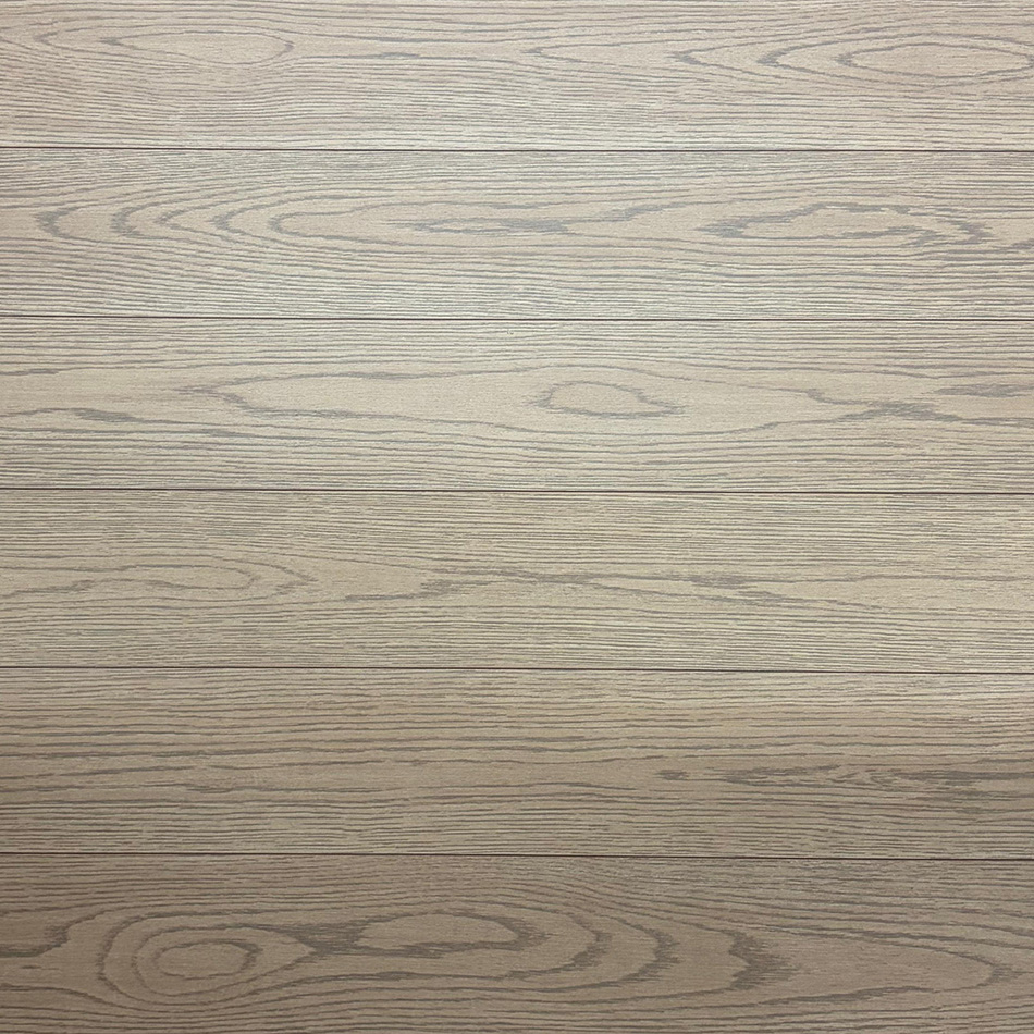 Laminado Eiche Urban Gold, bege, acabamento mate e réguas standard.